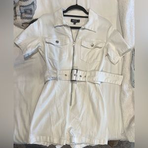 Missguided White Belted Jumpsuit